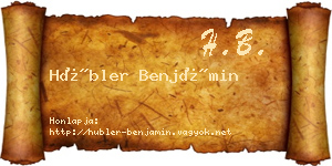 Hübler Benjámin névjegykártya